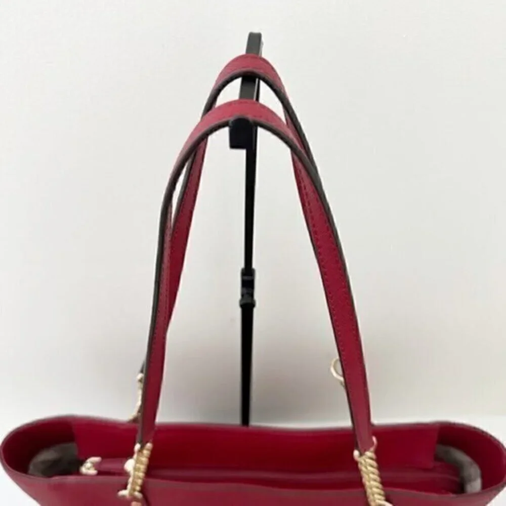 Michael Kors Jet Set Chain East West‎ Top Zip Leather Tote Bag Red - Picture 3 of 12